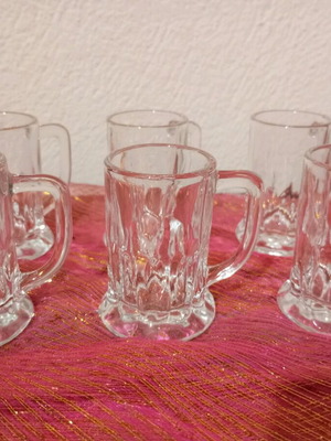 Set of 6 glass shot glasses beer mug design new