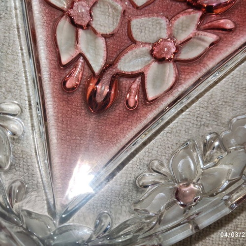 Vintage plate with embossed cherry blossom flowers like new