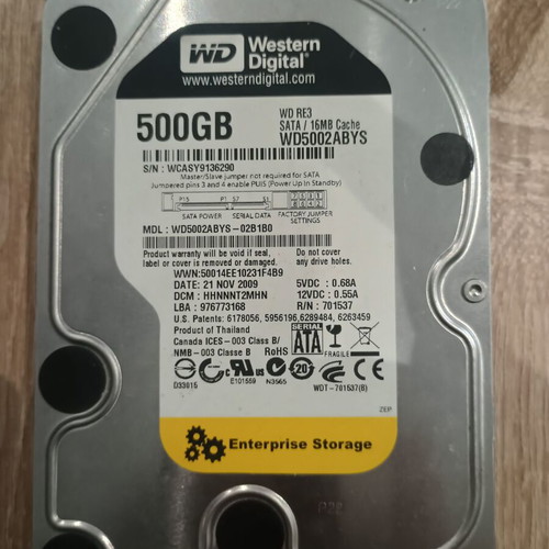 HDD 3.5 WB 500GB like new, 100% health