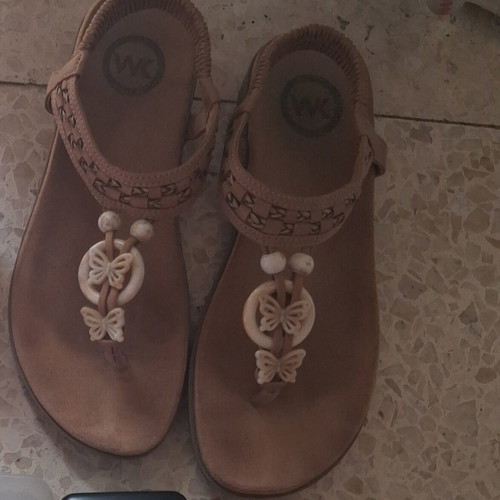 Beige platform sandals, size 39