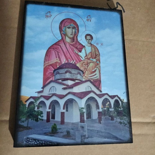 Wooden icon of Panagia used