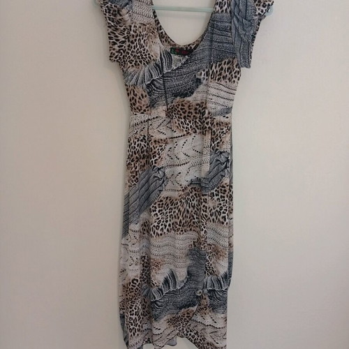 Women's summer dress like new, gray multicolor, size M