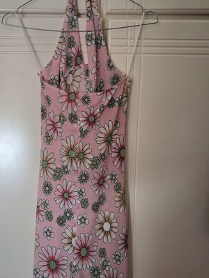 Floral Dress Backless with Neck Tie Like New, Pink, Knee Length