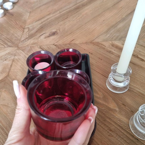 Set of candlesticks and tealight holders used, ceramic base 16×16cm