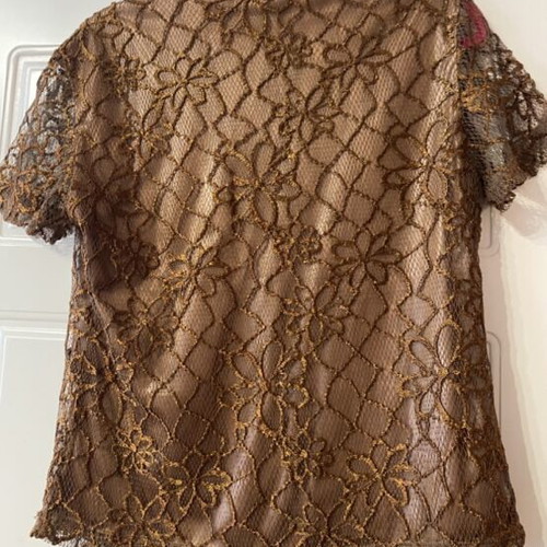 Celestino short-sleeve blouse like new with golden lace, size M