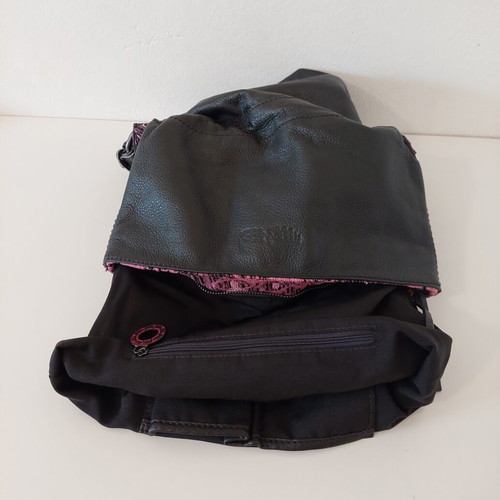 Folli Follie women's shoulder bag, leather and fabric, fuchsia and black