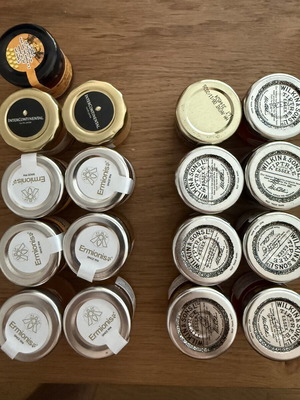 Small honey and jam packages, set of 9 and 8, new
