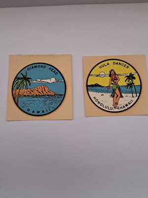 Hawaii Vintage Stickers 1950-1960 Set of 2 Like New