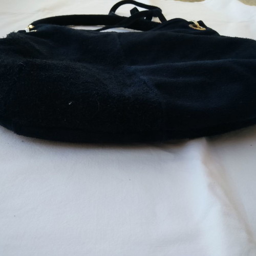 Leather women's suede shoulder bag used, blue