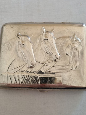 Tobacco case Troika with three horses like new, made in USSR