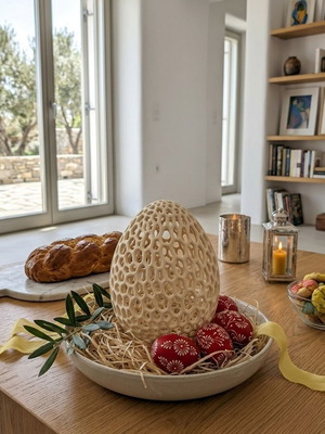 Voronoi Egg decorative 3D printed new, minimal art 25.5cm