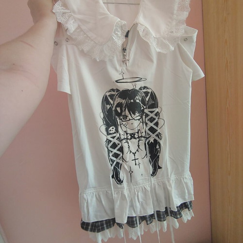 Jirai Kei Shirt Dress like new, black and white, size M