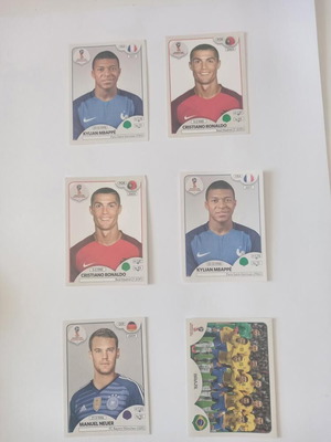 2018 Fifa World Cup Stickers of Ronaldo, Mbappé, Neuer, and The Brazil Team