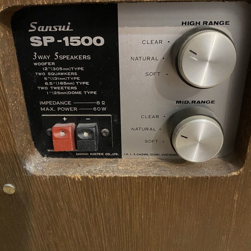 Sansui SP-1500 vintage speakers used, 3-way 5-speaker system