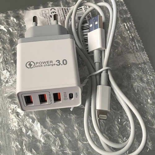 Charger set 3.0 USB & USB-C PD 20W with Lightning cable for iPhone new