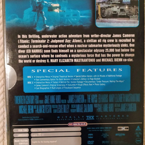 The Abyss DVD special edition two discs like new