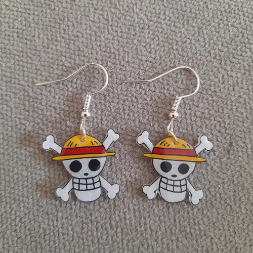 One Piece earrings handmade, new thermoplastic dangle earrings