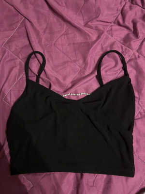 Black tank top with gems size S Bershka like new