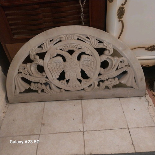 Handmade Tinos marble lintel transom art piece
