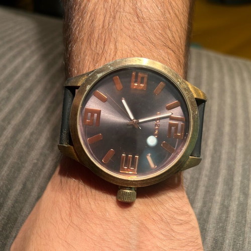 Oozoo wristwatch men's used, black and bronze