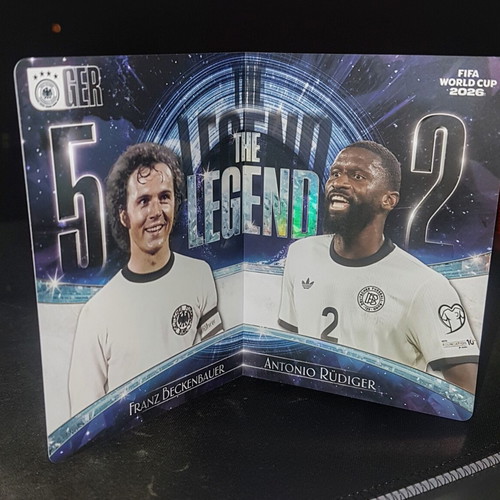 Beckenbauer and Rudiger Panini World Cup 2026 Legacy Fold Card like new