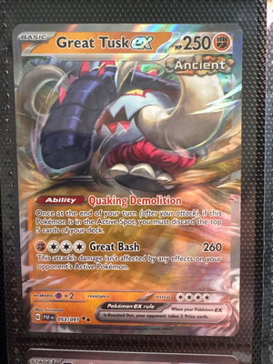 Pokemon TCG Great Tusk ex 053/091 Paldean Fates διπλά σπάνιο holo καινούργιο
