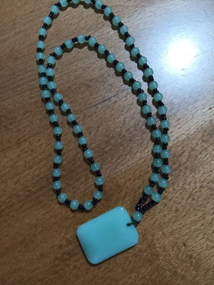 Necklace with black stones and aventurine stones handmade