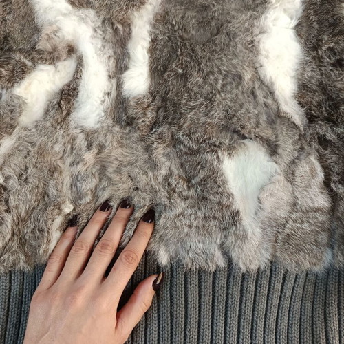 On Line women's cardigan with faux fur like new, grey and brown