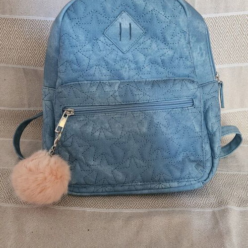 Blue backpack like new with subtle stars and pink pouch