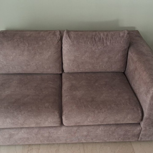 Two-seater corner fabric sofa, grey