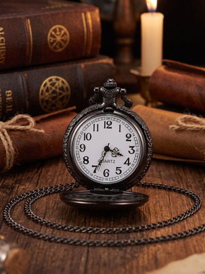 Full Metal Alchemist black pocket watch with crown design