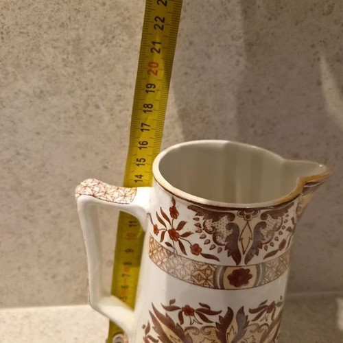 Société Céramique Maastricht antique earthenware pitcher with gold lustre