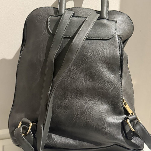 Women's backpack bag, grey mouse color, 2 outer pockets