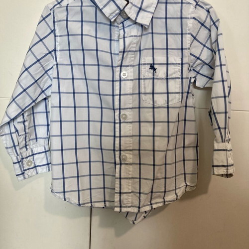 H&M Boys' Shirt 92 cm, like new, white and blue, long sleeve