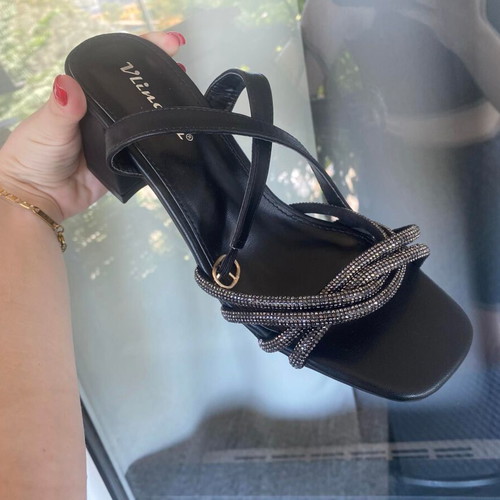 Sandals with thick stable heel new, size 37, black