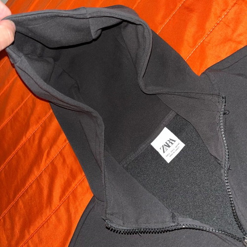 Zara Techwear Zip-Up Hoodie, black, size L