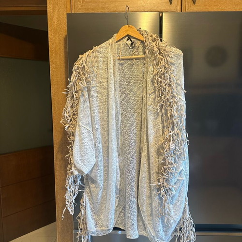 Kaftani cape beige used with beautiful details and fringes