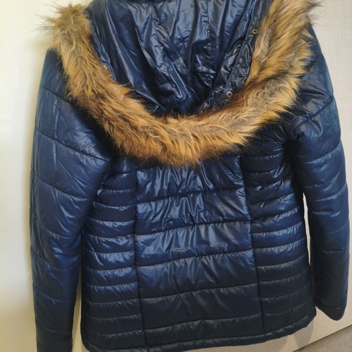 Anel Women's Blue Quilted Puffer Jacket Size S with Hood like new
