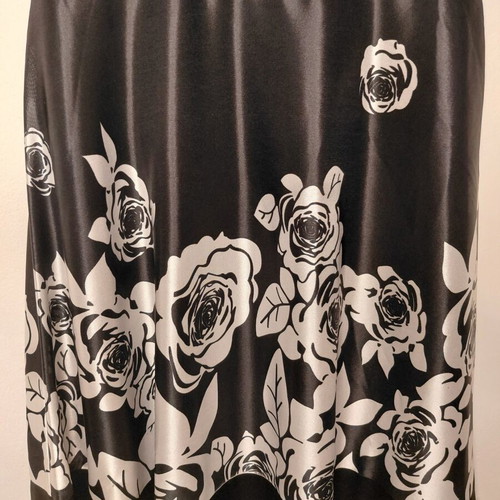 Bonprix satin dress new, size S, black with white roses