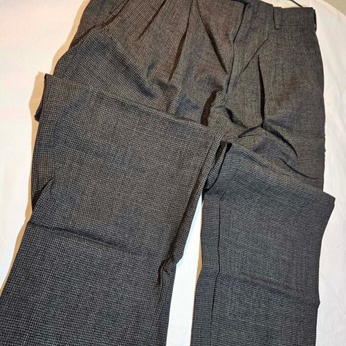 Men's grey suit pants with double pleats, size M