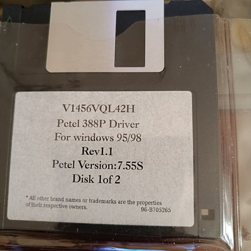 Vintage drivers used, 3 floppy disks in excellent condition