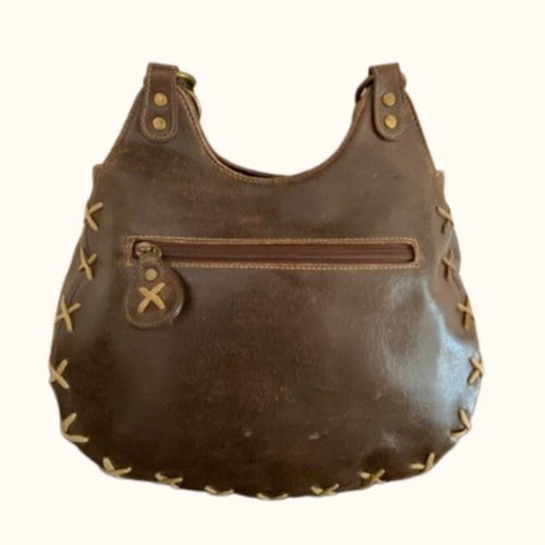 Vintage leather shoulder bag hobo like new, brown with handmade details