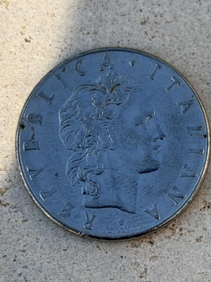 Italian 50 Lire coin used