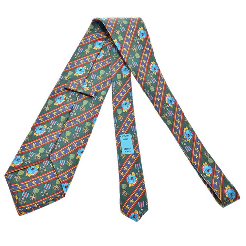 Leonard Paris tie like new, 100% silk, green multicolor