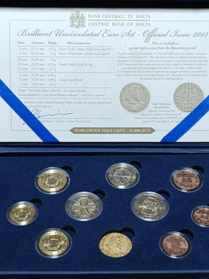 Σετ ευρώ νομισμάτων Μάλτας 2013 καινούργιο, μπριγιάν