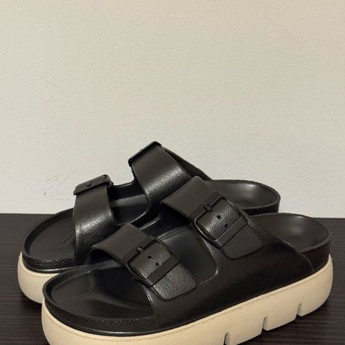 Ateneo sandals new, double strap, size 37, black and beige