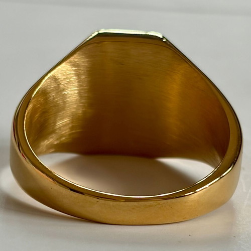 Black Enamel Octagon Signet Ring New, 316L Stainless Steel, US Size 12
