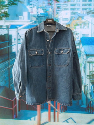 Denim shirt men's L blue, cotton, like new, overshirt