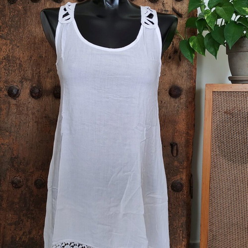 Boho white crochet top/dress like new, summer tunic