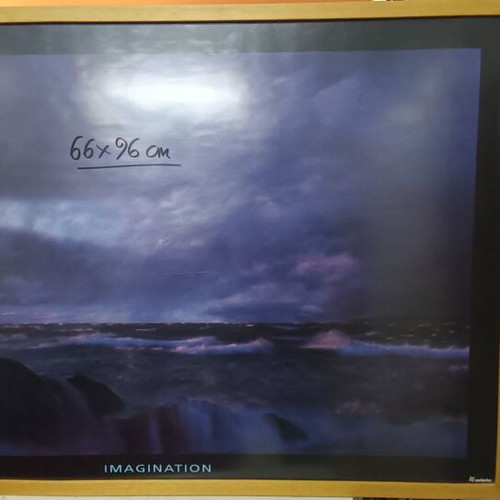 Lighthouse themed poster frame like new with wooden frame